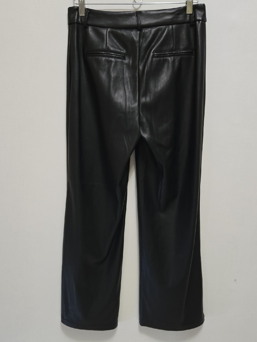 Avec Les Filles Black Faux Ever Leather‎ Wide Leg Cropped Trouser Pants Size M - Picture 7 of 11